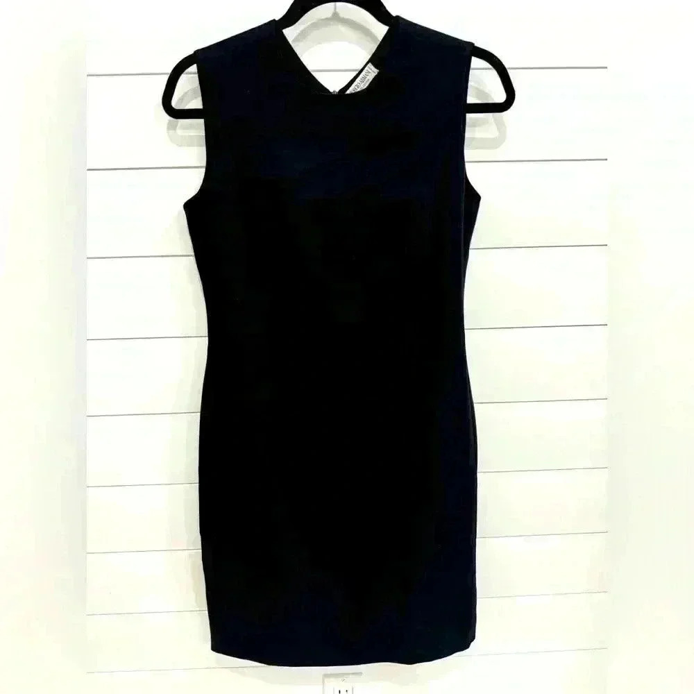 Giorgio Armani Le Collezioni Black Shift Wool Dress Size 8